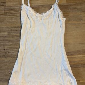 Hollister White Lace-Trim Ribbed Cami Tank